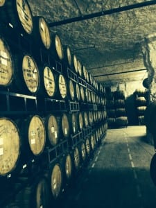 Underground wood barrel aging