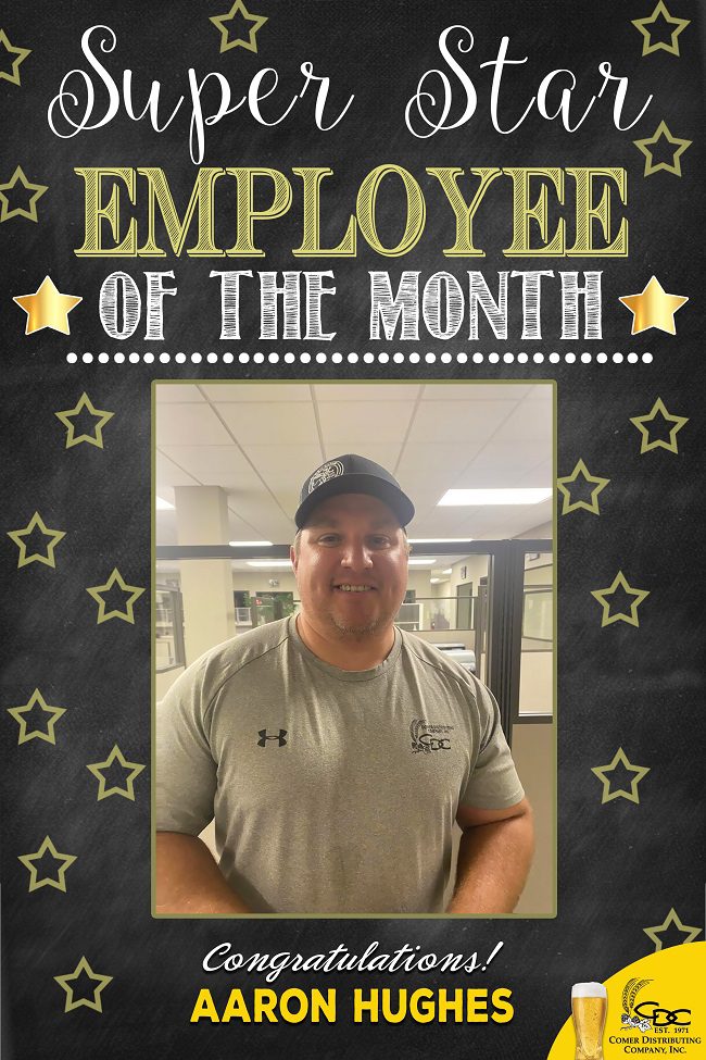 Aaron Hughes Employee of the Month Sept 2021