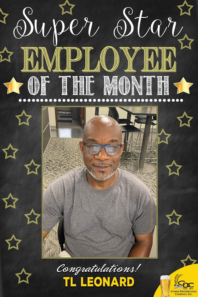 An employee of the month photo of TL Leonard