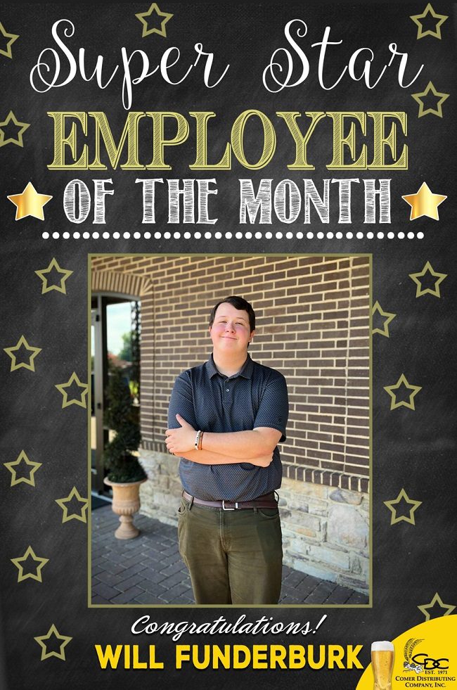 Will Funderburk's employee of the month photo.